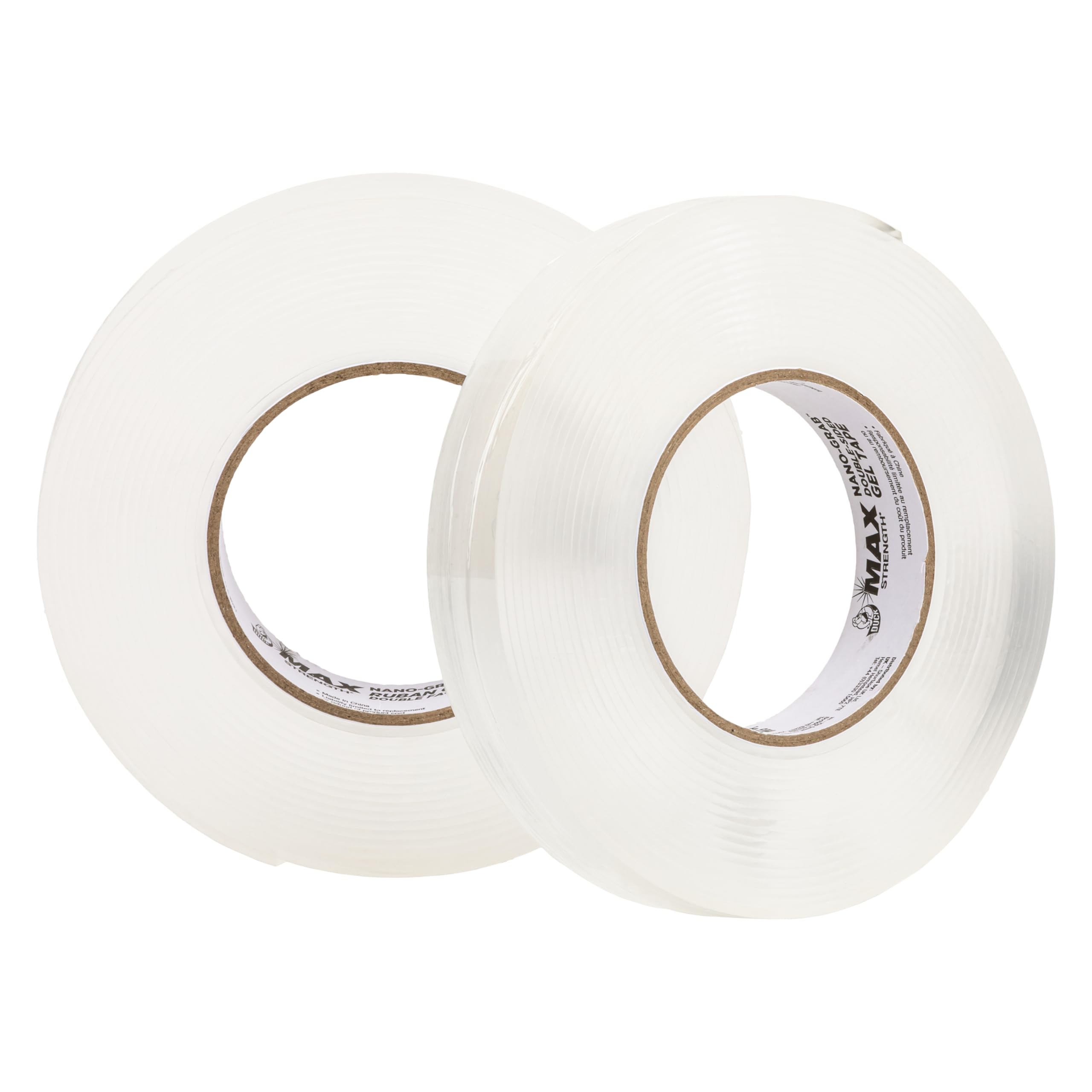 Duck Nastro biadesivo in gel Max Strength con tecnologia Nano-Grab, adesivo resistente, multiuso e rimovibile, 2,4 cm x 6,1 m, trasparente, 2 rotoli