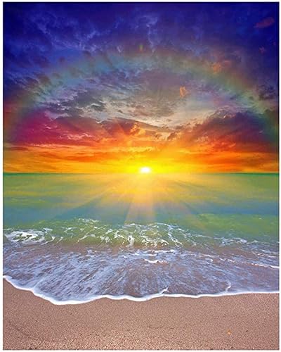 Kimily Pintura por números para adultos y niños, pintura de puesta de sol por números, puesta de sol, pintura acrílica arcoíris por números, kit de