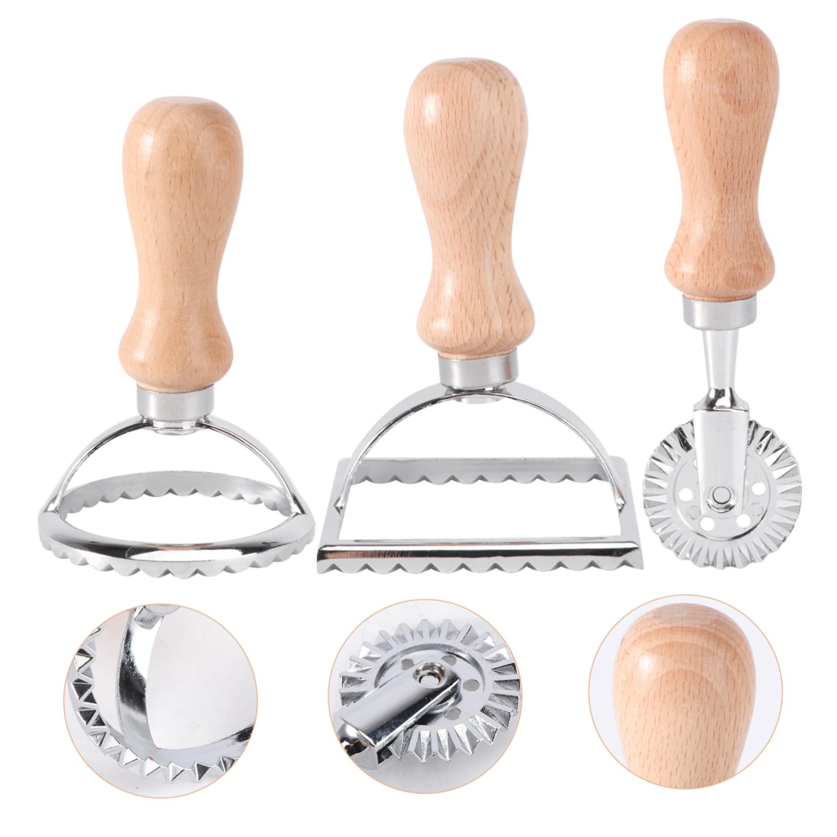 PRETYZOOM 6pezzi Stampo Per Biscotti Pizzo Con Manico Legno Di Utensili Per Pasta e Dolci Rotondo Quadrato Per Cucina e Decorazioni Fai Te