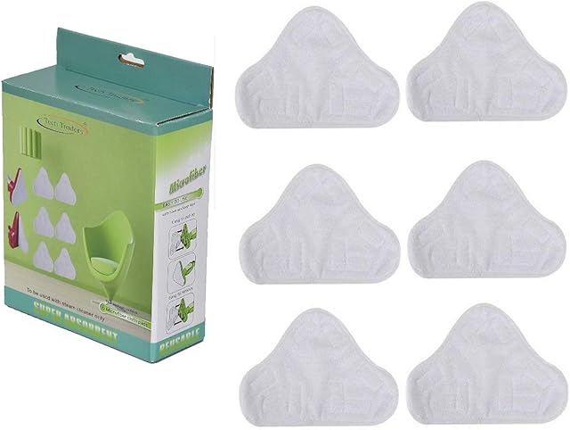 Tech Traders ® Set of 6 Microfibre Steam Mop Triangular Floor Washable Replacement Pads Compatible with H2O H20 X5 UK and many others