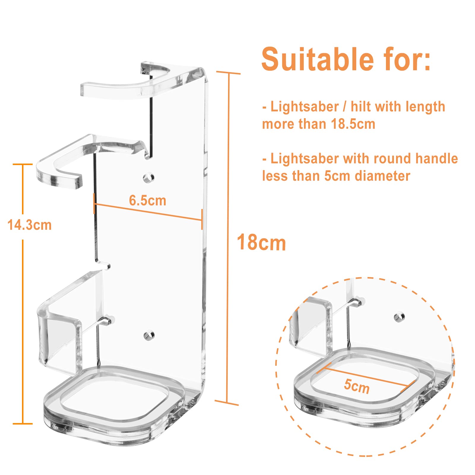 Cosmos 1 Set Lightsaber Stand Wall Mount Lightsaber Duel Crossed Display Stand Acrylic Double Lightsaber Holder for Vertical or Cross Displaying Lightsabers, Darksaber, Wands (Transparent Clear Color)