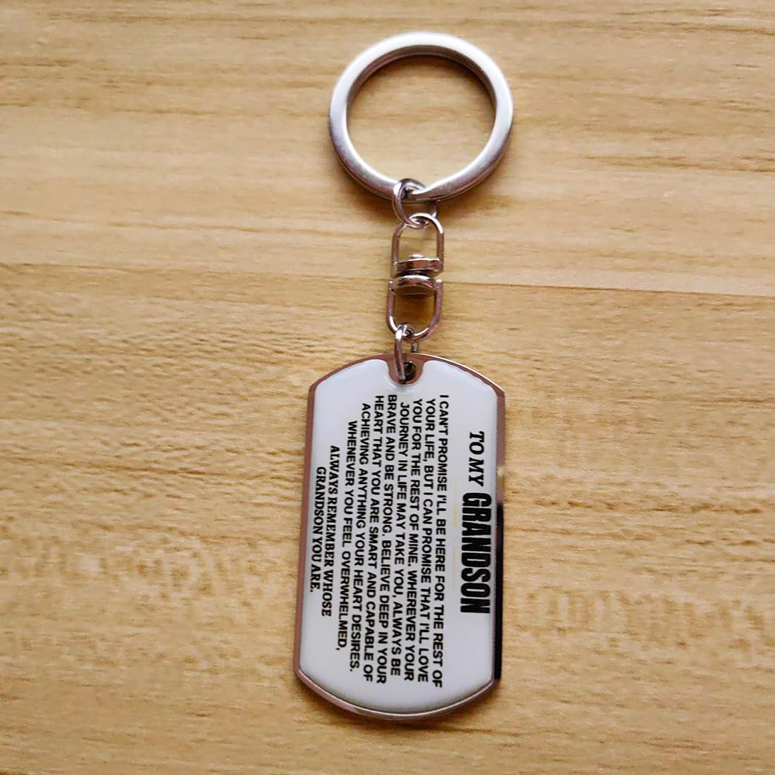 To My Grandson Keychain Inspirational Remember Whose Grandson You Are Birthday Graduation Christmas Gift from Grandma Grandpa - Image 2