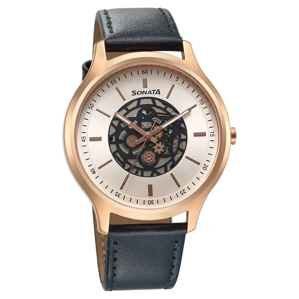 Sonata Unveil Quartz Multifunction Silver Dial Leather Strap Watch for Men-7140WL03 (B0BZPVPQNV) Amazon Price History, Amazon Price Tracker