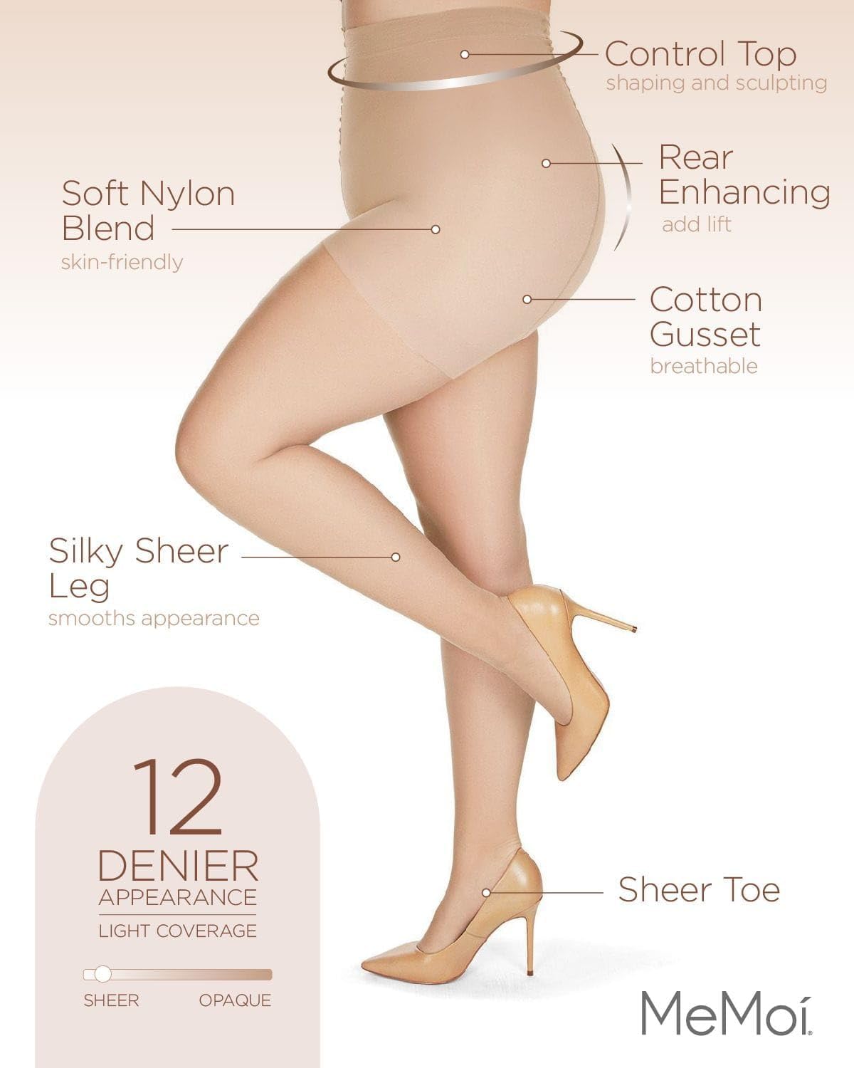 MeMoi Control Top Crystal Pantyhose for Women, Breathable Sheer Tights, Control Top Sheer Stockings, Comfortable Panty Hose - Image 3