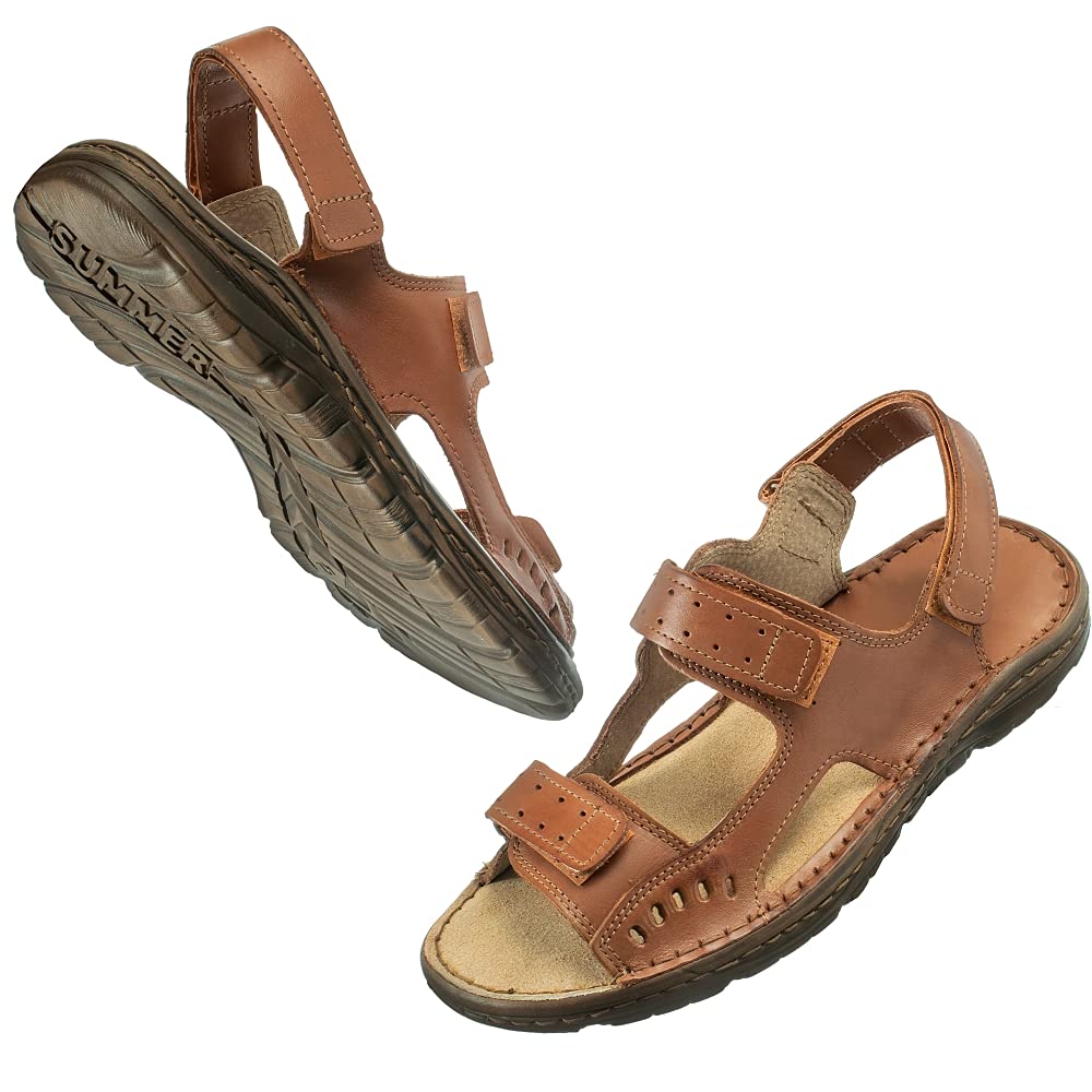 ESTRO Sandalias Hombre Verano Cuero - Sandalias Hombre Cuero Chanclas Piel con Suela Goma Antideslizante s2