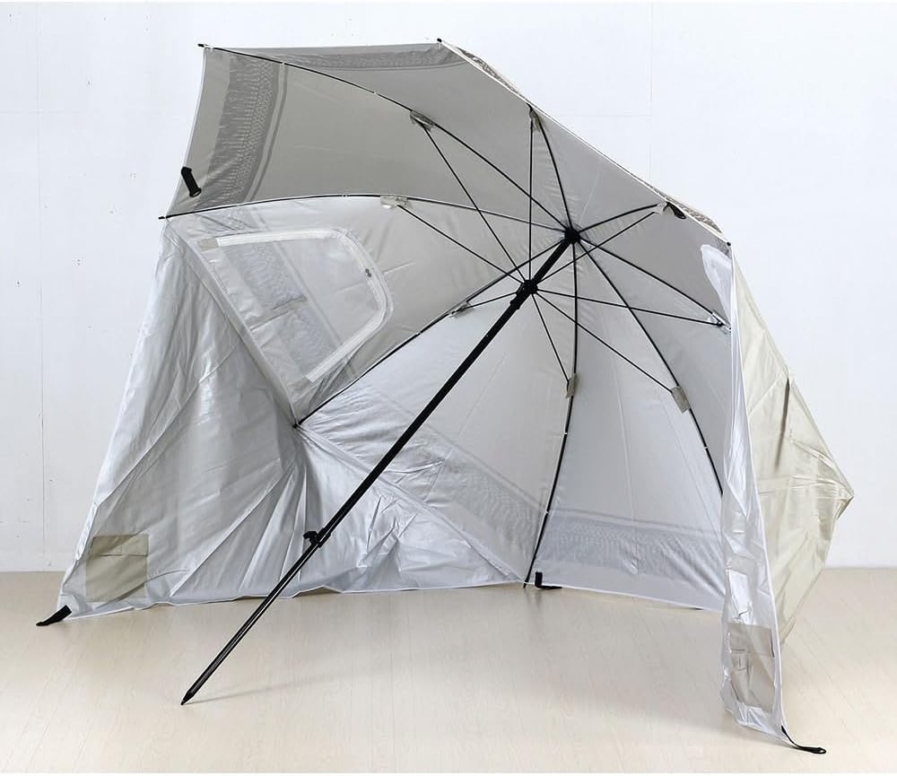 SPICE OF LIFE(スパイス) 10秒で日影 パラソルタープ フリンジ 直径195cm 日よけ 傘型 通気窓 ベージュ 収納袋・ペグ・ロープ付き LSLS2220