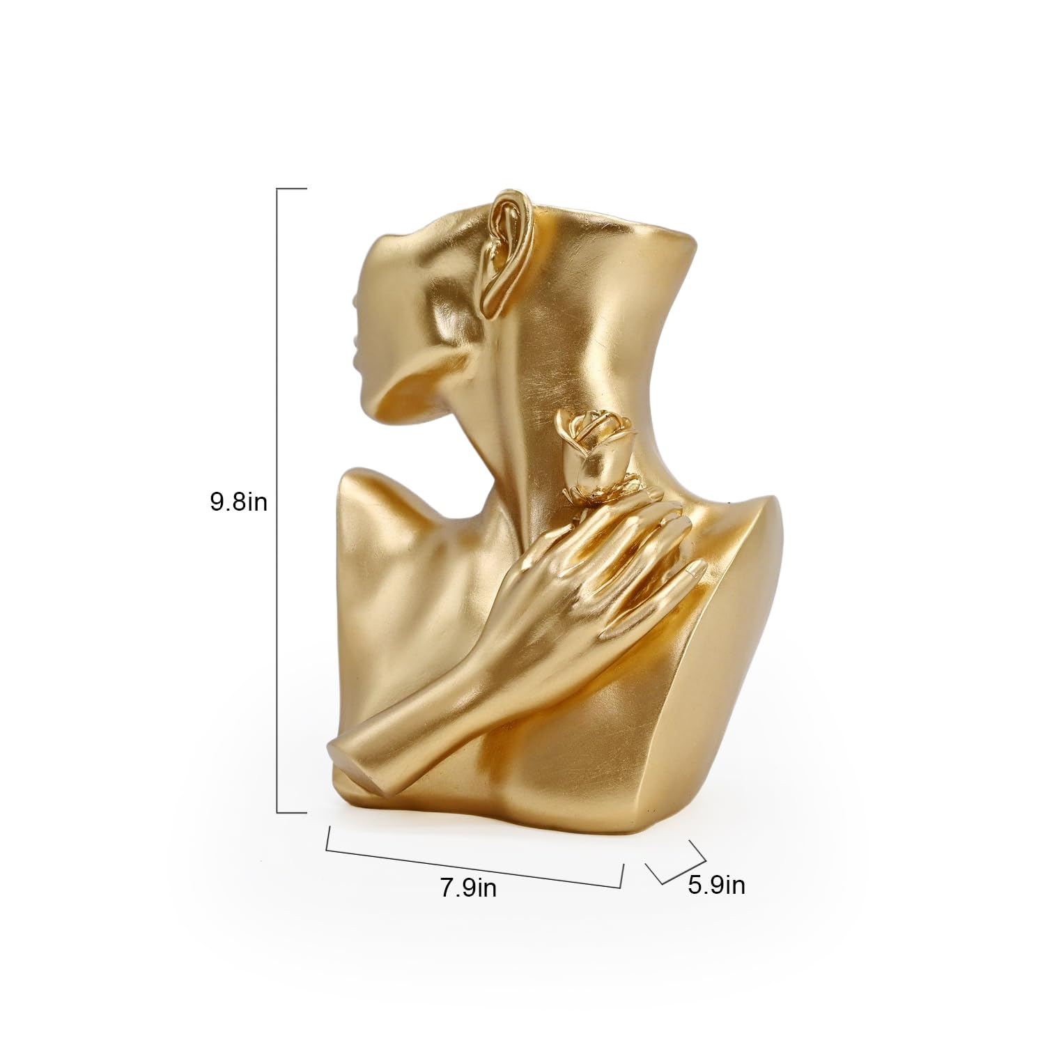 Jarrones dorados para centros de mesa, decoración estética del hogar, sala de estar, decoración de ramo, maceta, mesa de café, oficina, estatua de mujer, regalo para mamá, madre, hermana