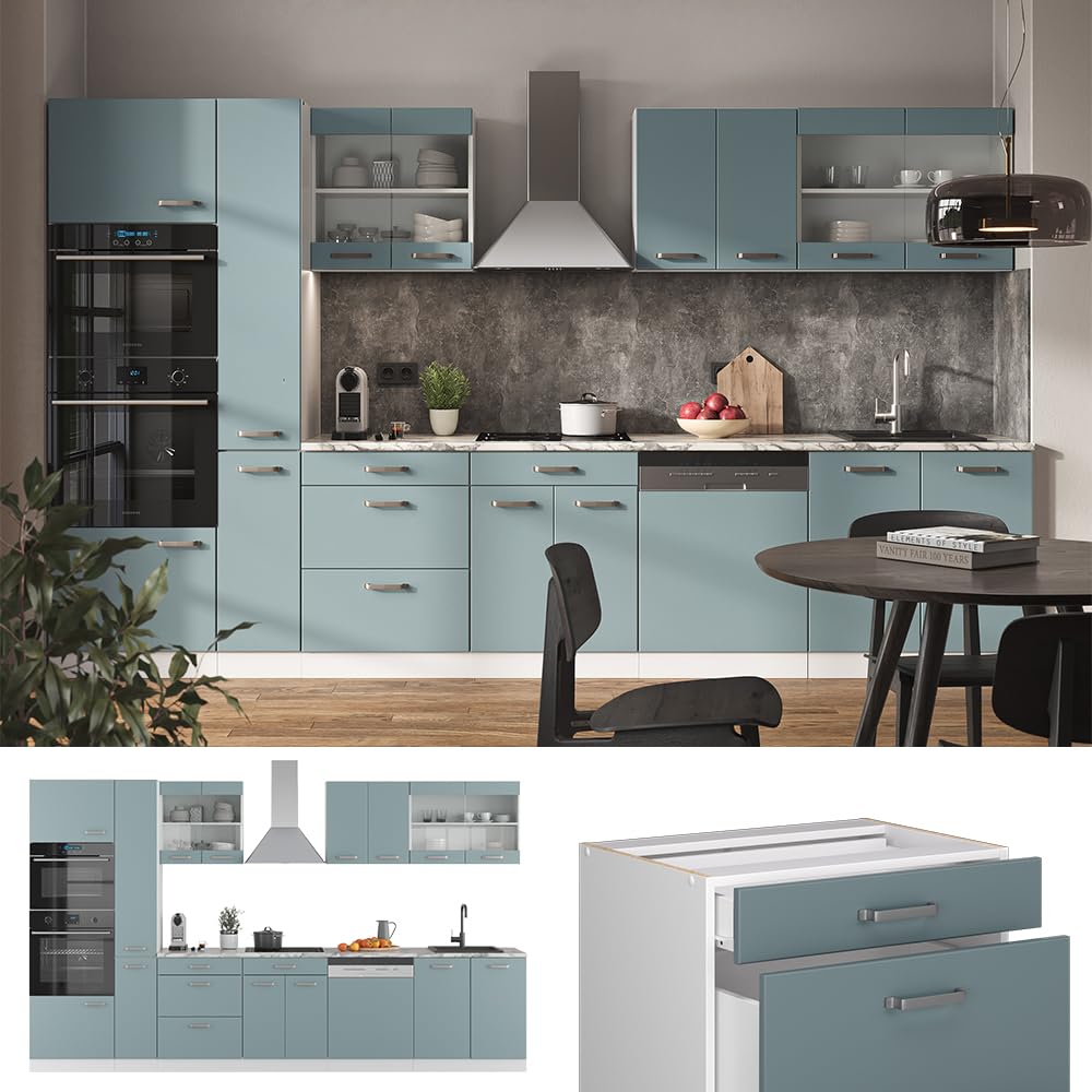 Vicco Cucina componibile R-Line, Blu-grigio/bianco, 350 cm
