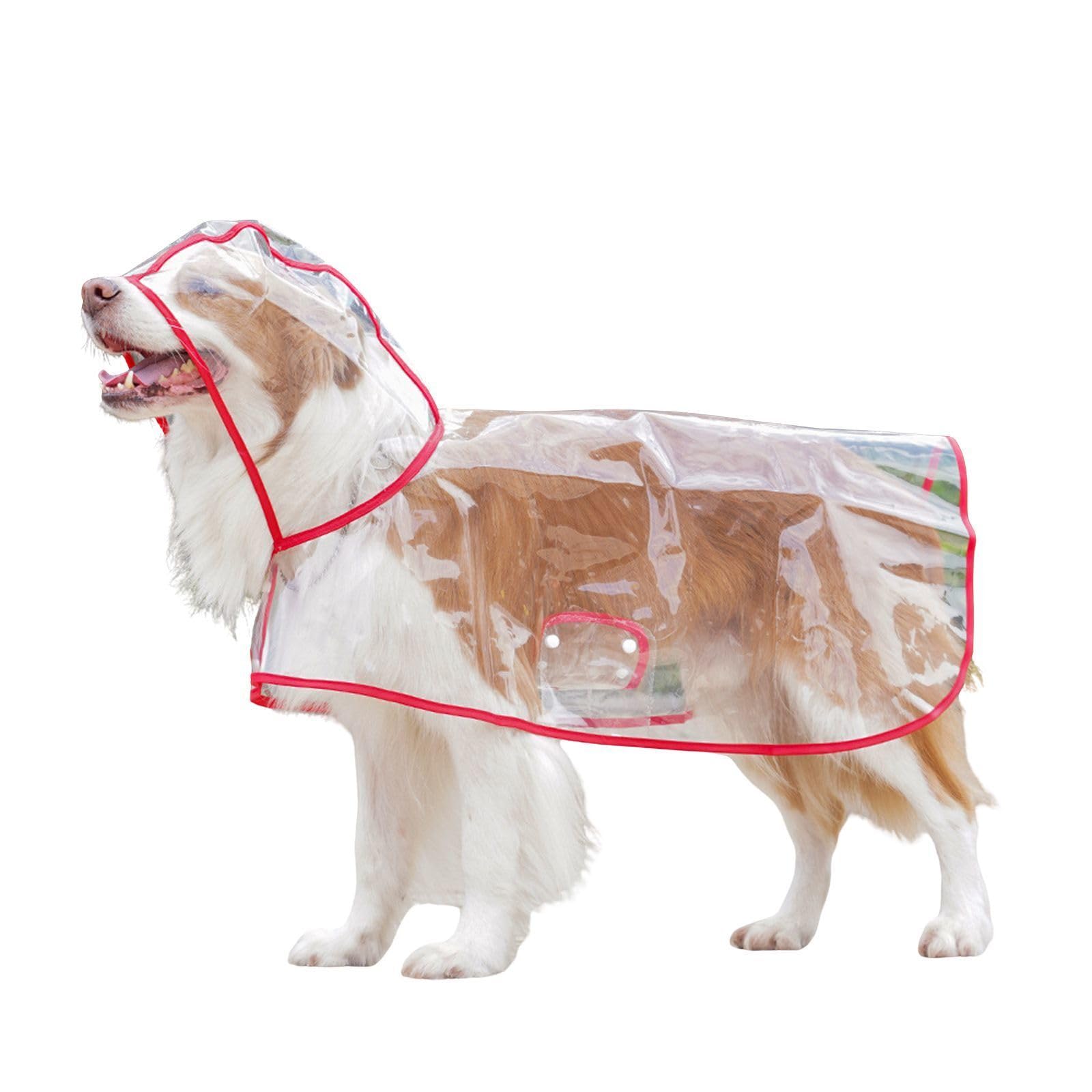 BT Bear Transparent Waterproof Dog Raincoat,Lightweight Pet Rain Coat Rain Jacket for Puppy Small Dogs Outdoor, Red_M