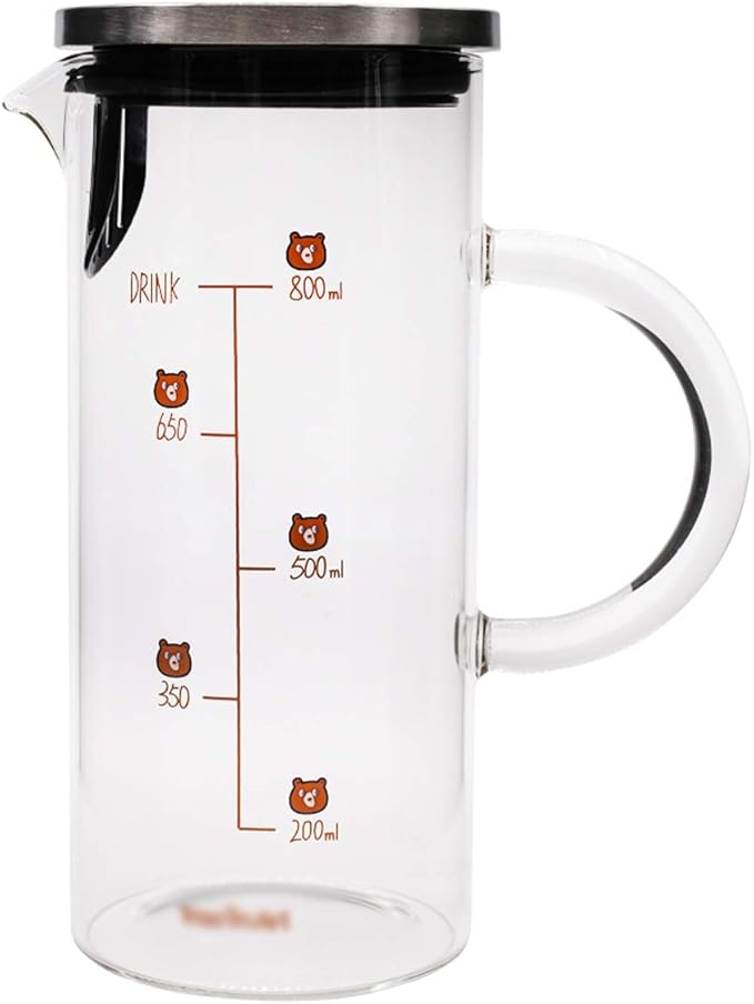 LOWLIU Iced Tea Pitchers Cute Glass Pitcher Home Straight Glass Teapot