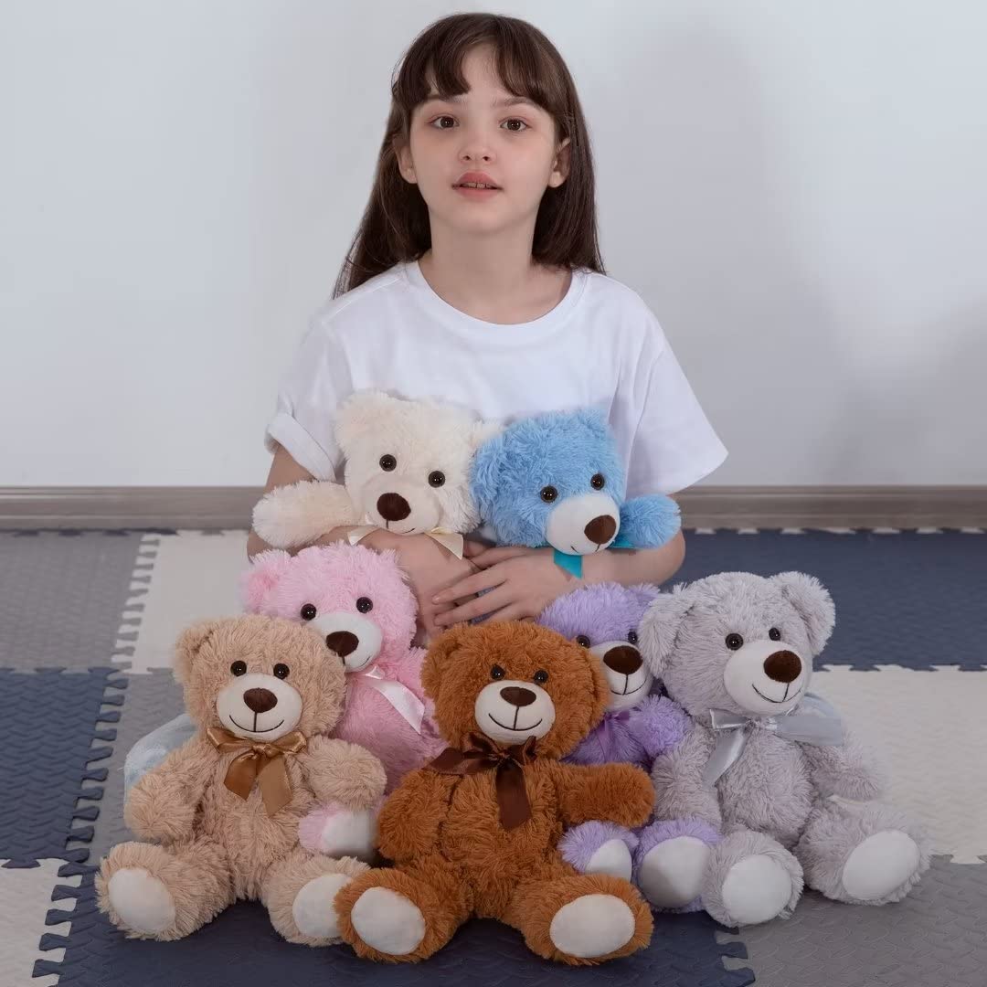 MorisMos 35cm Orso Peluche Set, 3Pcs Marrone Orsetto di Peluche Piccolo, Kawaii Orsacchiotto Peluche Morbido Teddy Bear Regalo per Bambino Fidanzata Natale Compleanno