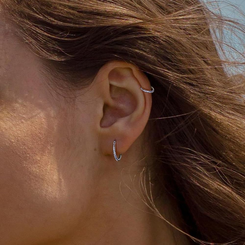 1pc ASTM F136 Titanium Septum Ring 16G/(8mm-10mm) Septum Jewelry,Triple Sided Micro CZ Nose Hoop Nose Rings Silver/Gold Cartilage Conch Helix Rook Hoop Earrings for women men - Image 5