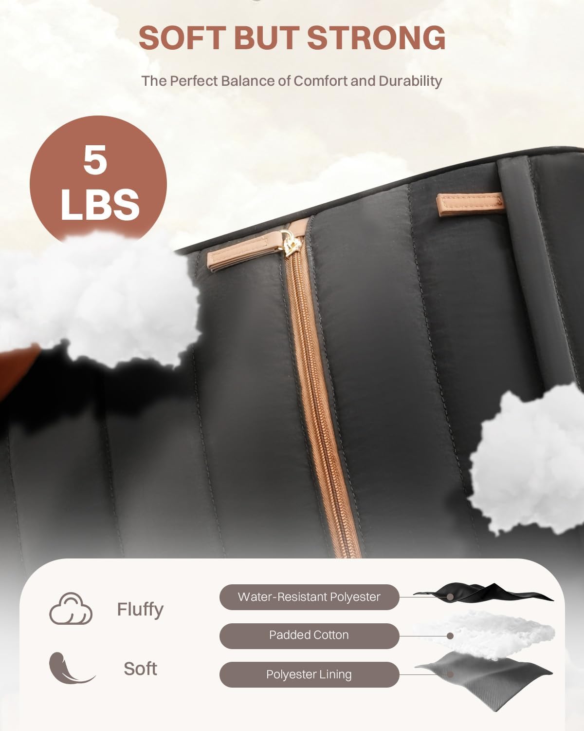 Rolling Puffer Backpack for Women, Travel Backpack with Wheels, 16 Inch Wheeled Laptop Backpck, Dual-Opening Design Overnight College Underseat Carry on Luggage, Roller Business Work Bag, Black Brown