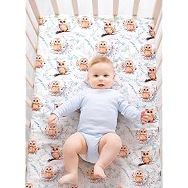 4 Pack Woodland Forest Animals Wood Neutral Unisex Fitted Baby Crib Sheets Set for Baby Boys or Girls (Paint Fox, 52 * 28)