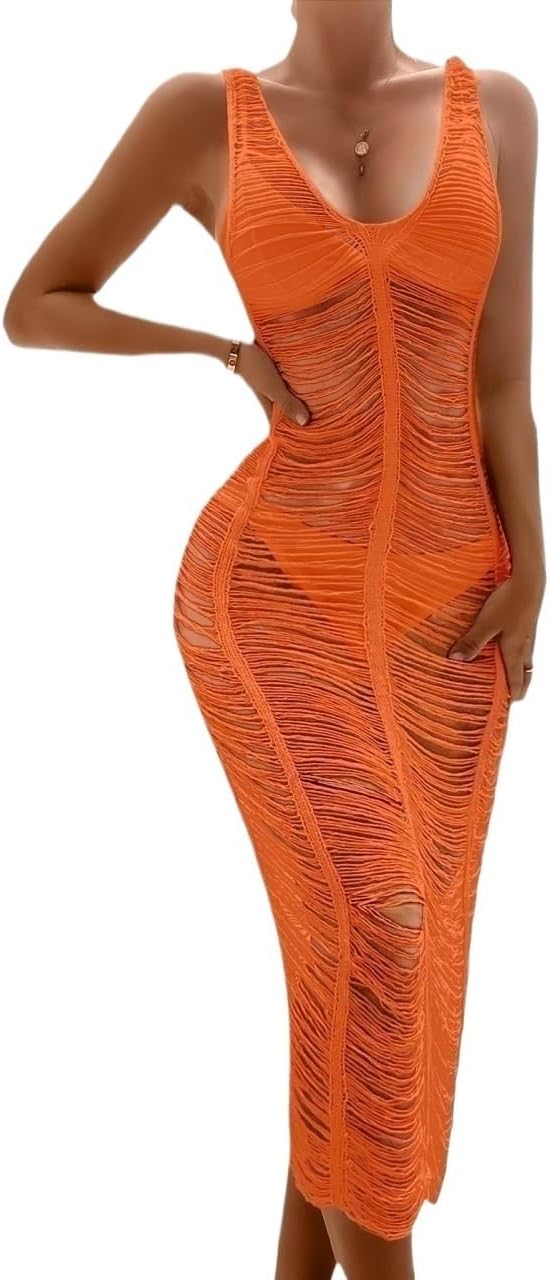 swimsuit coverup for women Sleeveless Open Stitch Cover Up Dress Without Bikini