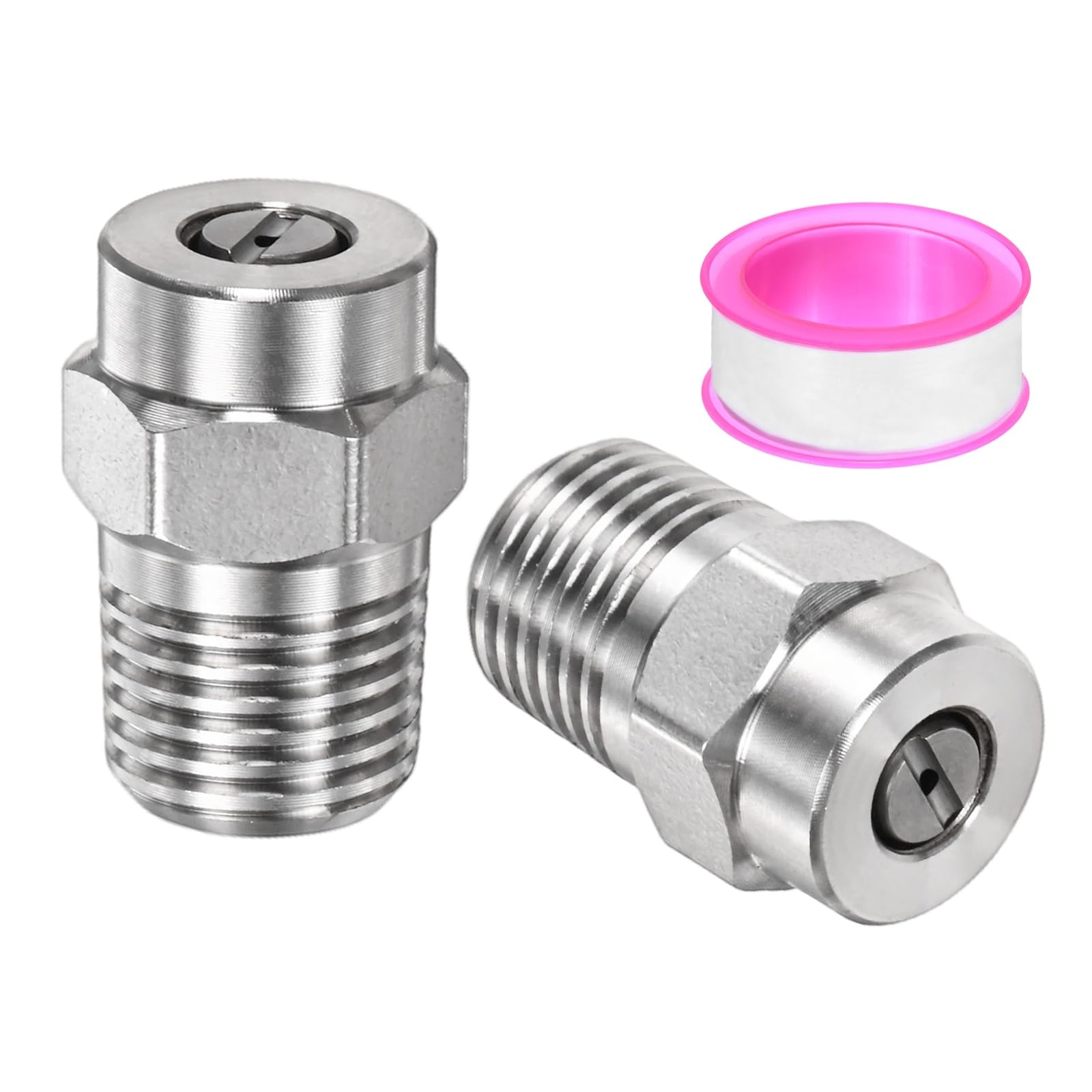 TIXIPEM 1/4IN Male NPT 15 Degree Surface Cleaner Tips [2PCS] - Pressure Washer Nozzles Cleaner Nozzle Replacement Use for Water Gun & Water Broom - [Stainless Steel-1.07MM Orifice]