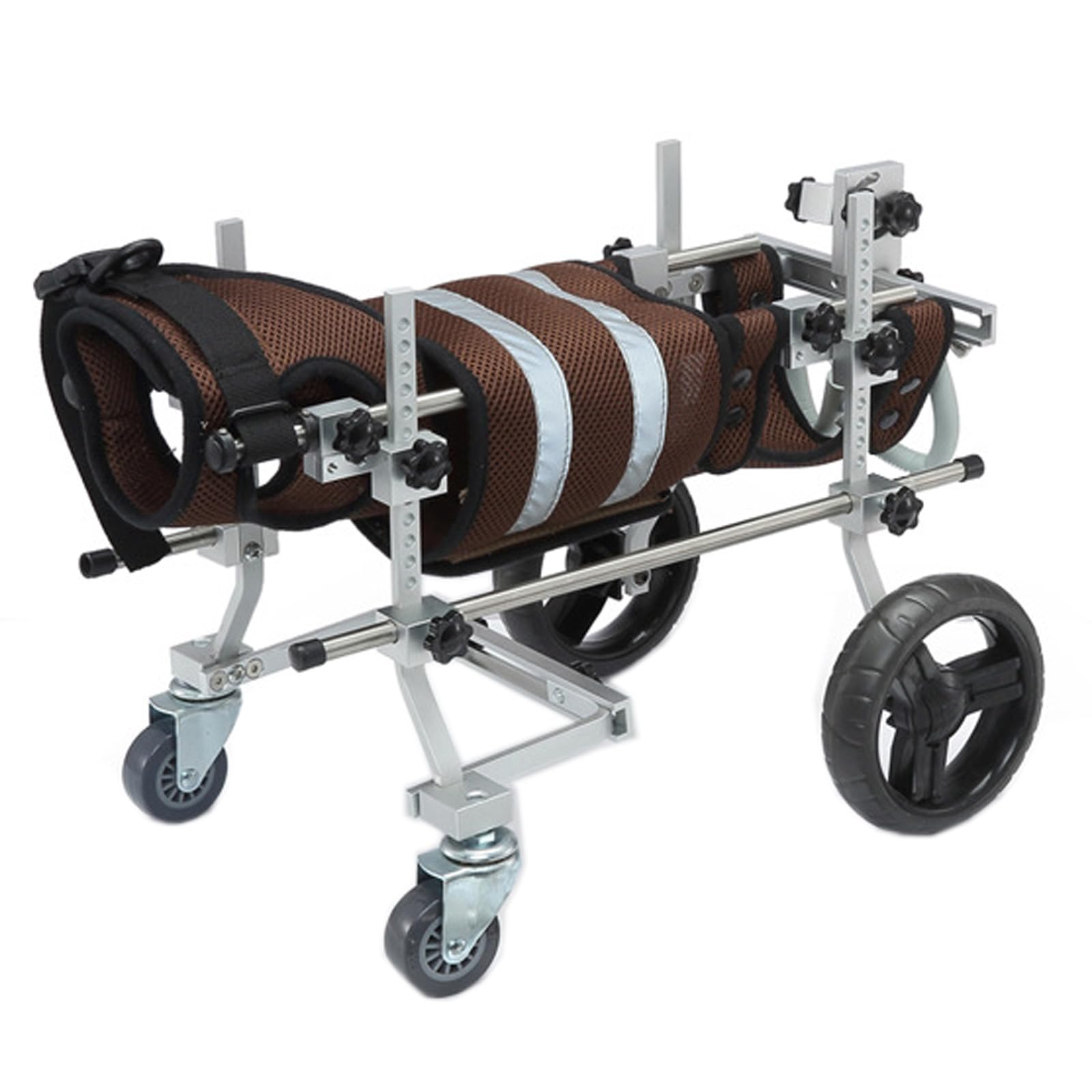 Fauteuil roulant pour chien handicapé réglable en aluminium gris