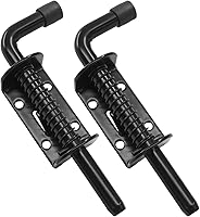 Aoserge 2-Pack 5-Inch Spring Loaded Barrel Bolt Latch Pins - Heavy-Duty Carbon Steel Gate Latches for Doors, Cabinets, Gates & Chests, Rust-Resistant Black Finish