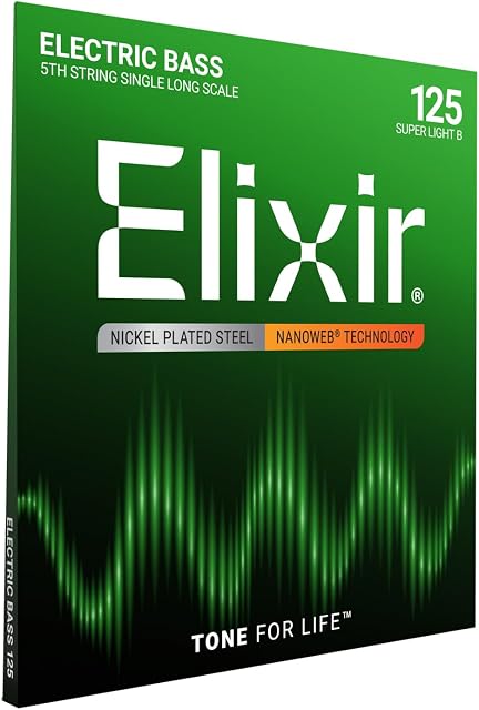 Elixir 15425 Nanoweb Coating Bass Guitar Single String - Super Light .125 Gauge "B"