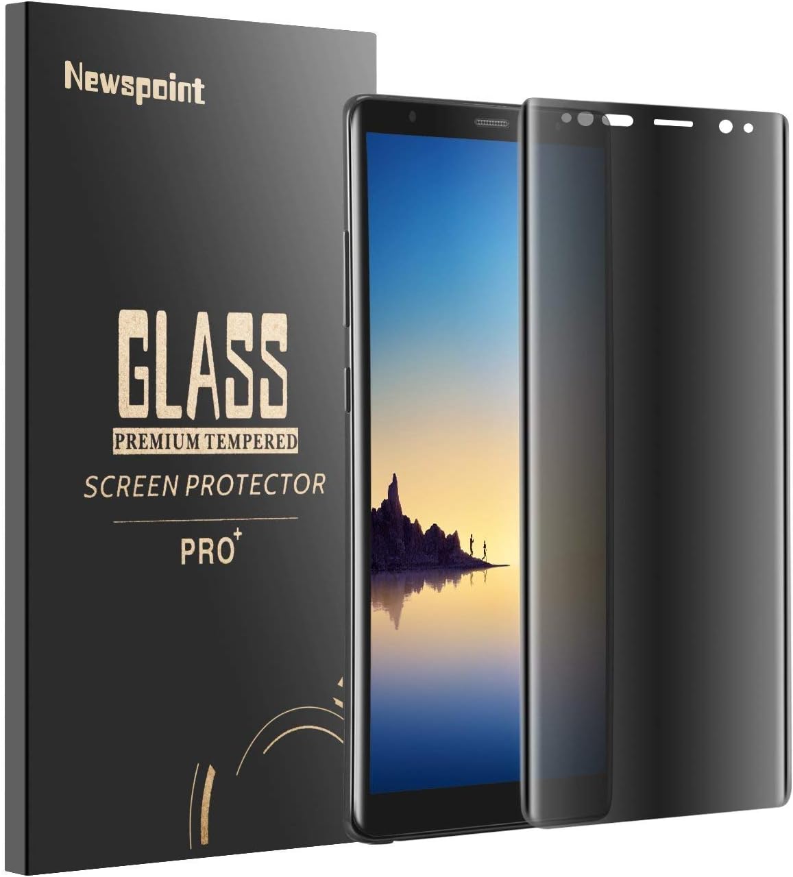 Newspoint Privacy Glass Screen Protector Compatible with Samsung Galaxy Note 9, Anti-Spy, 3D Curved, Anti-Bubble, Case Friendly Tempered Glass (Transparent)