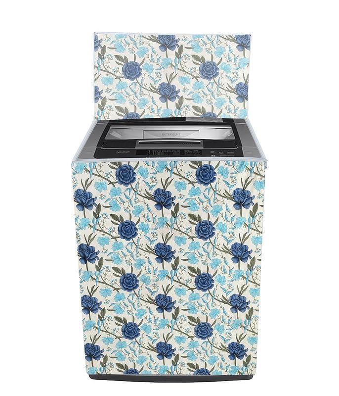Image of WOAH Top Load Fully Autometic Washing Machine Cover Compatible With ifb samsung bosch whirlpool haier lg and All Brand Universal Size 7kg | 7.5kg | 8kg (Blue rose) D