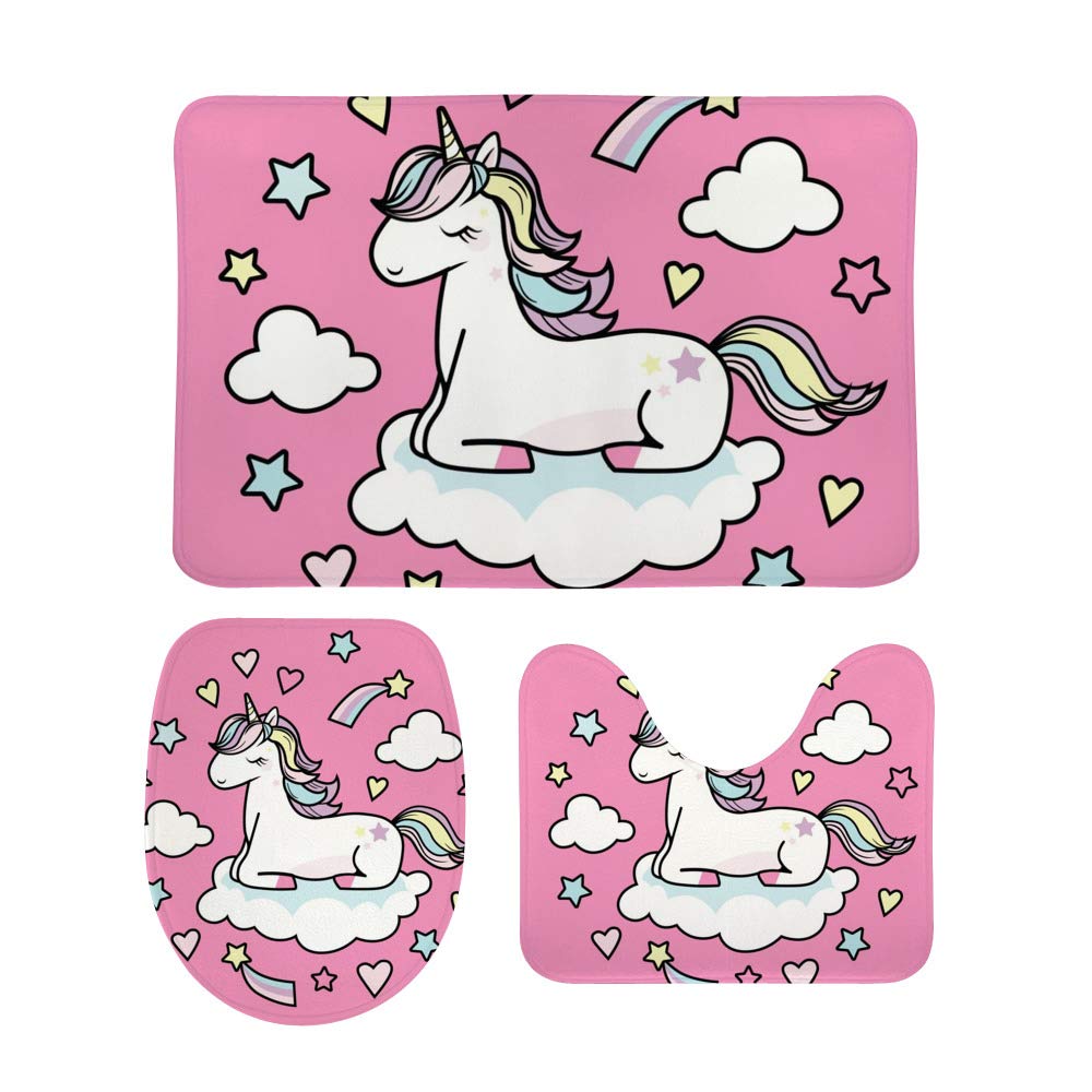 Tapis de bain absorbant et antidérapant lavable en machine, motif licorne