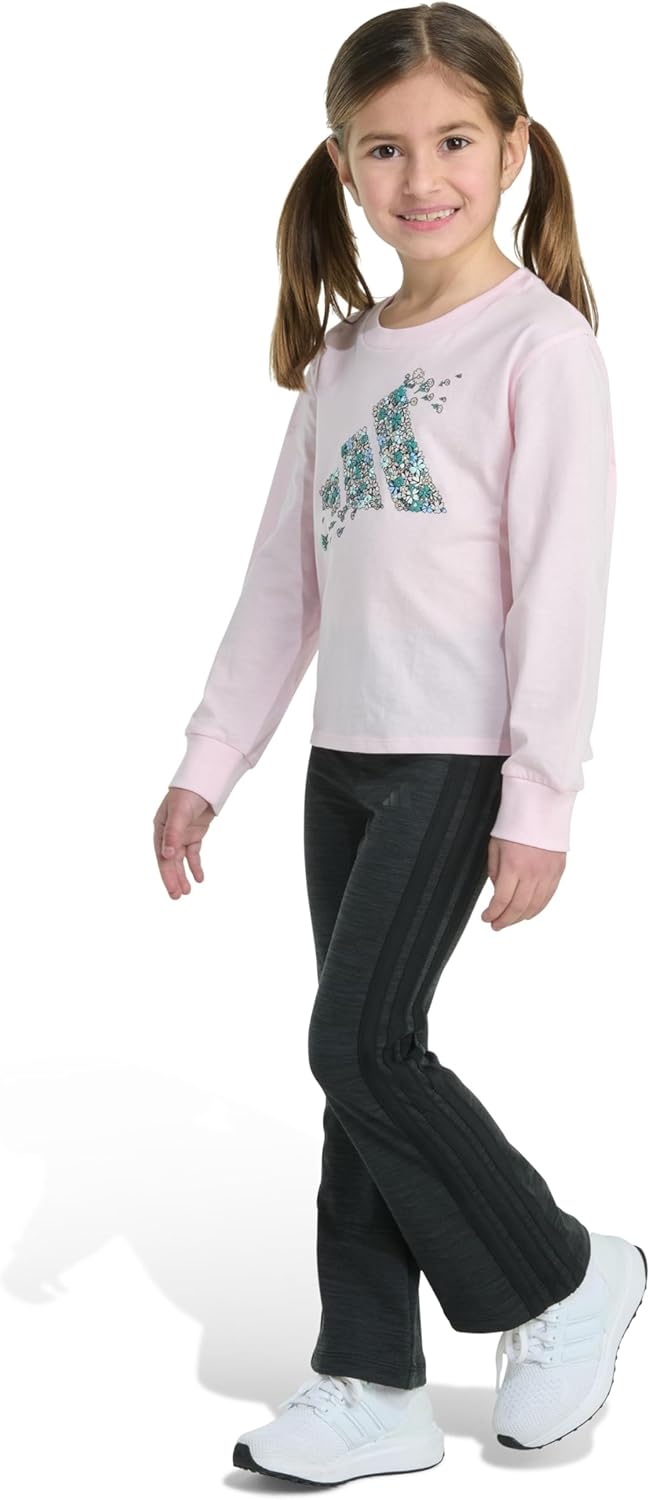 adidas baby-girls 2-piece Long Sleeve Graphic Tee & Flare Pant Set - Image 3