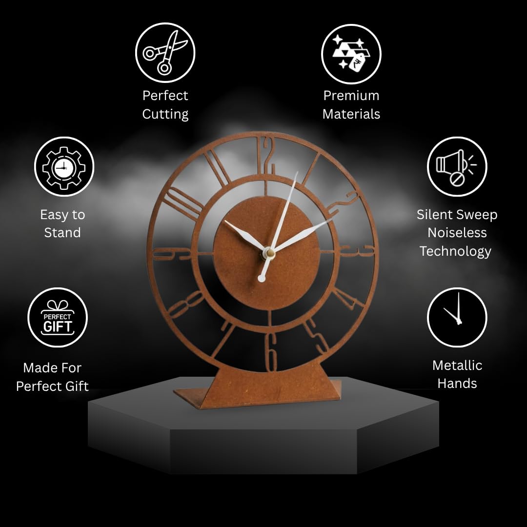 Modern Copper Table Clock - Silent & Stylish -2
