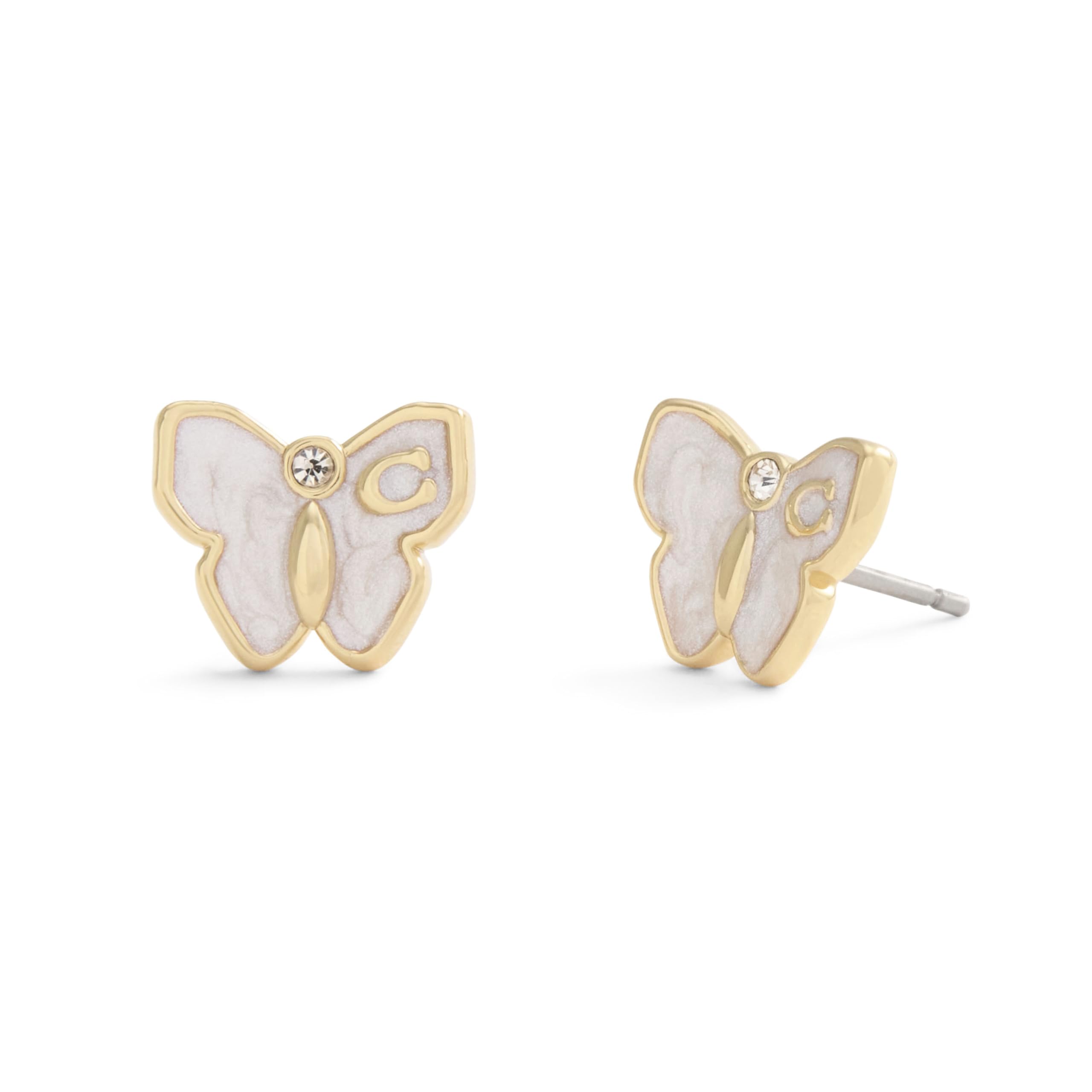 COACH Women's Signature Butterfly Stud Earrings