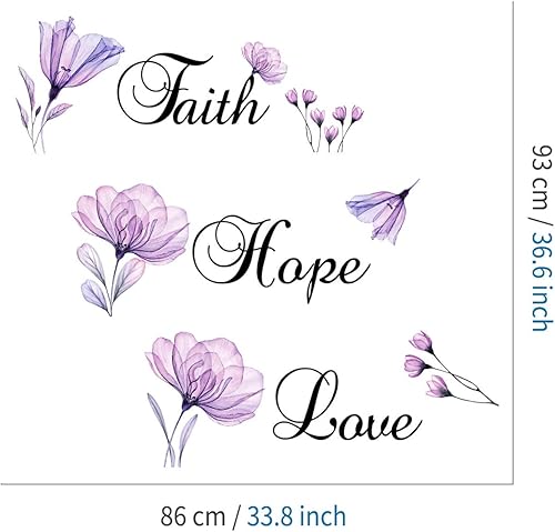 Miniatura 4 de Lchen Faith Hope Love - Adhesivo decorativo para pared, diseño de flores de lirio morado, decoración de fondo para el hogar, adhesivo de arte de