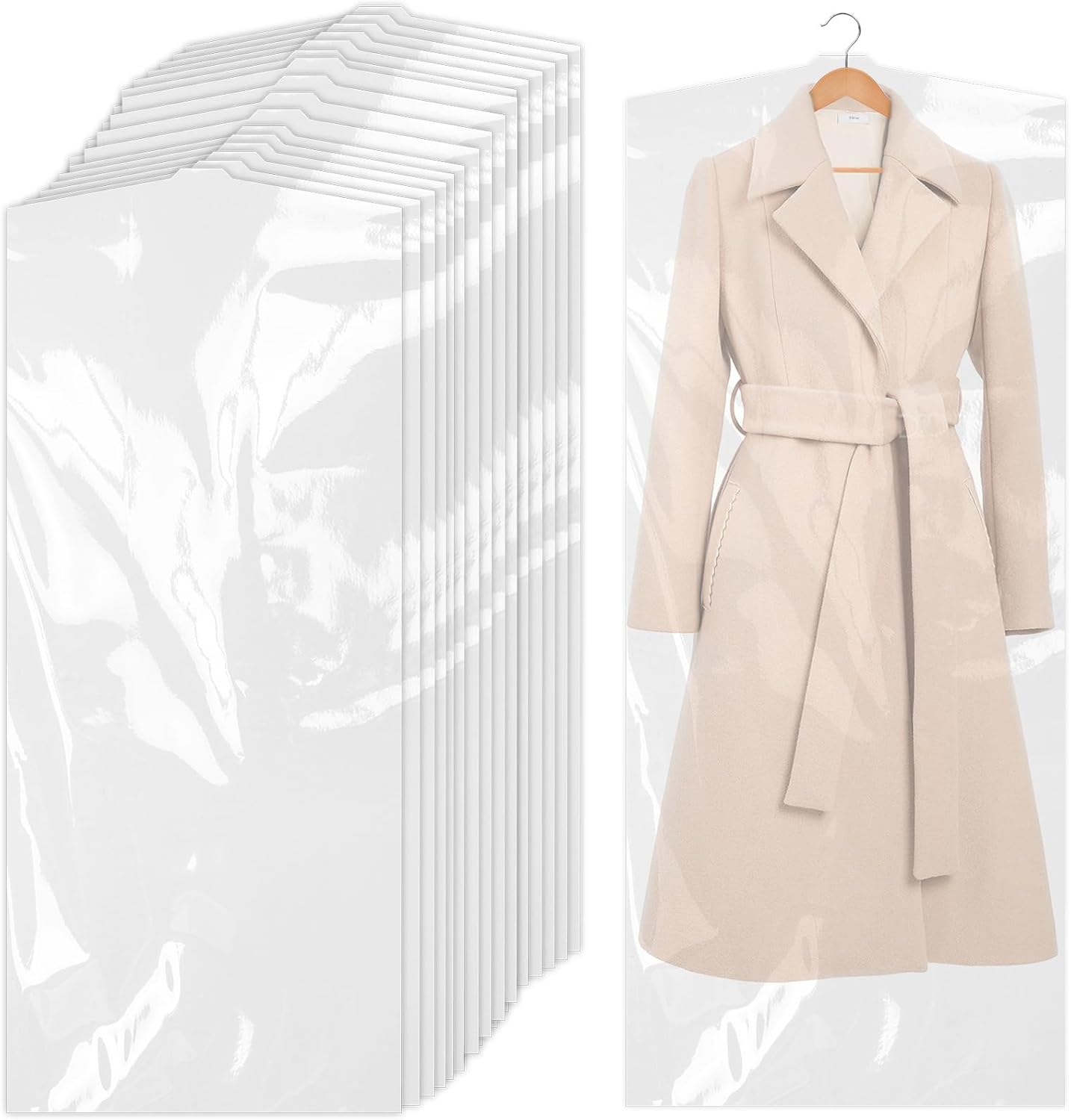 50Pcs Plastic Garment Bags Clear Dry Cleaning Bags Dustproof Dry