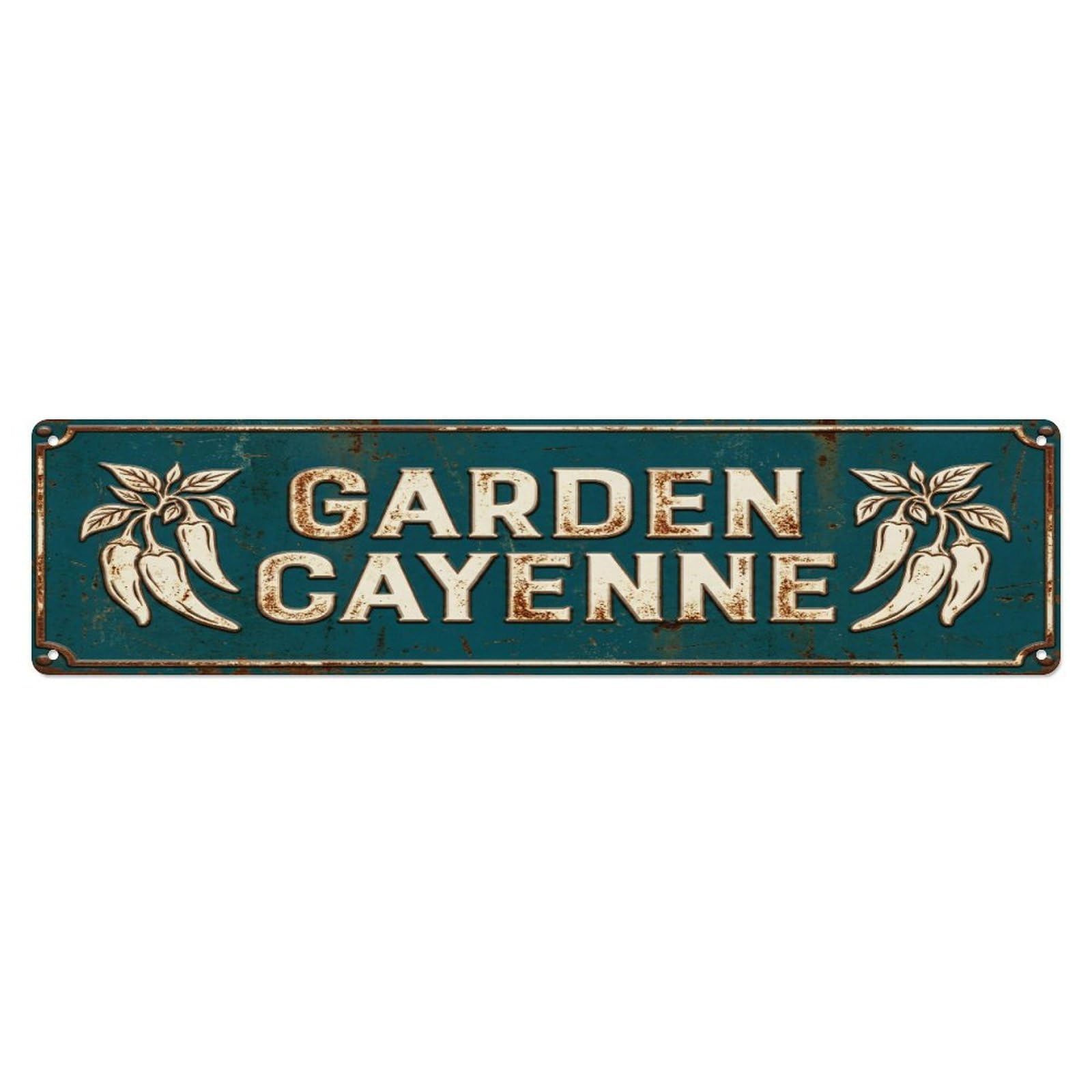 Metal Tin Sign GARDEN CAYENNE Vintage Pepper Rustic Farmhouse