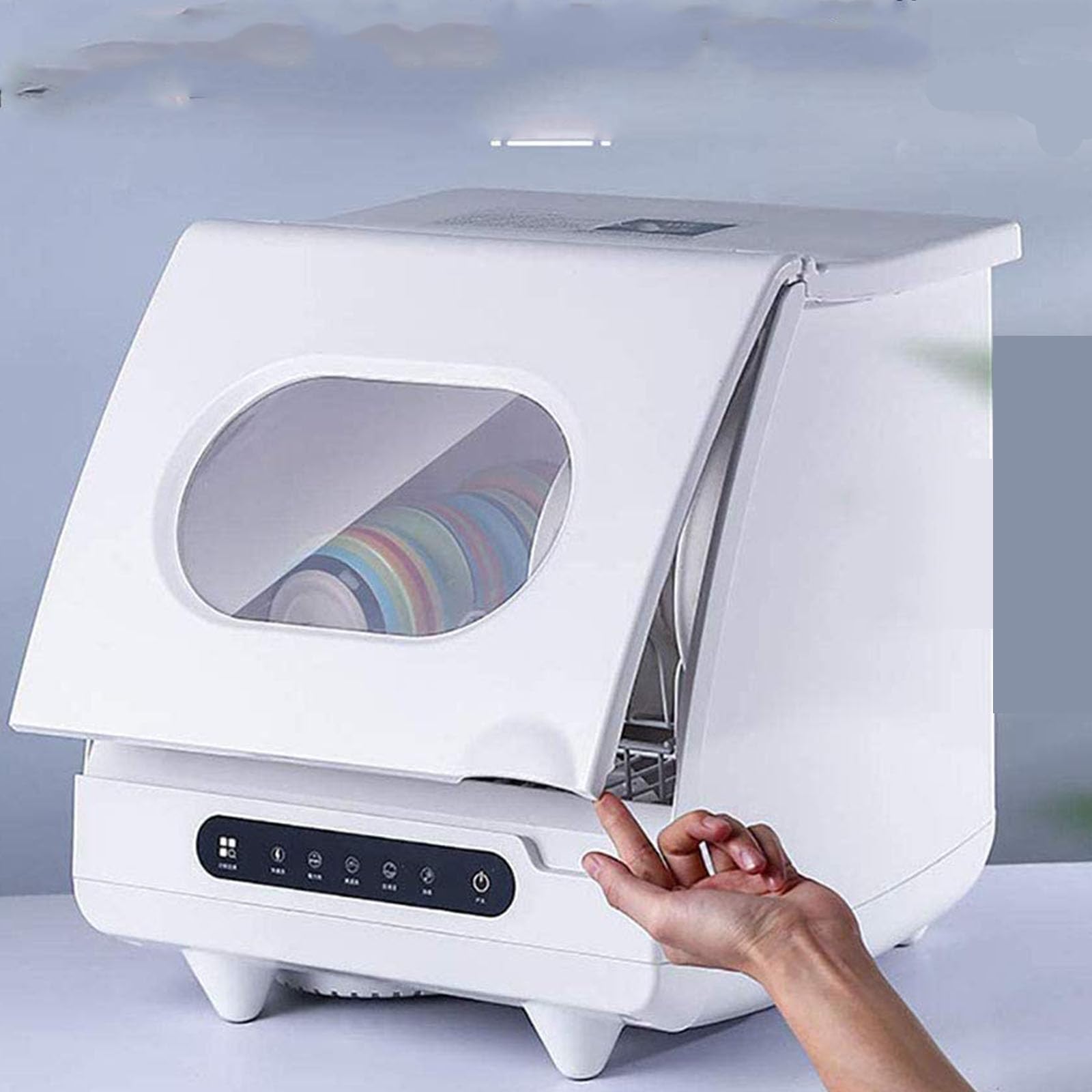 Lavavajillas Totalmente Automático, Lavavajillas De Sobremesa Portátil Totalmente Automático, Mini Lavavajillas Con 5 Programas Con Inicio Retardado - Con Interior De Acero Inoxidable Y 6 Estantes