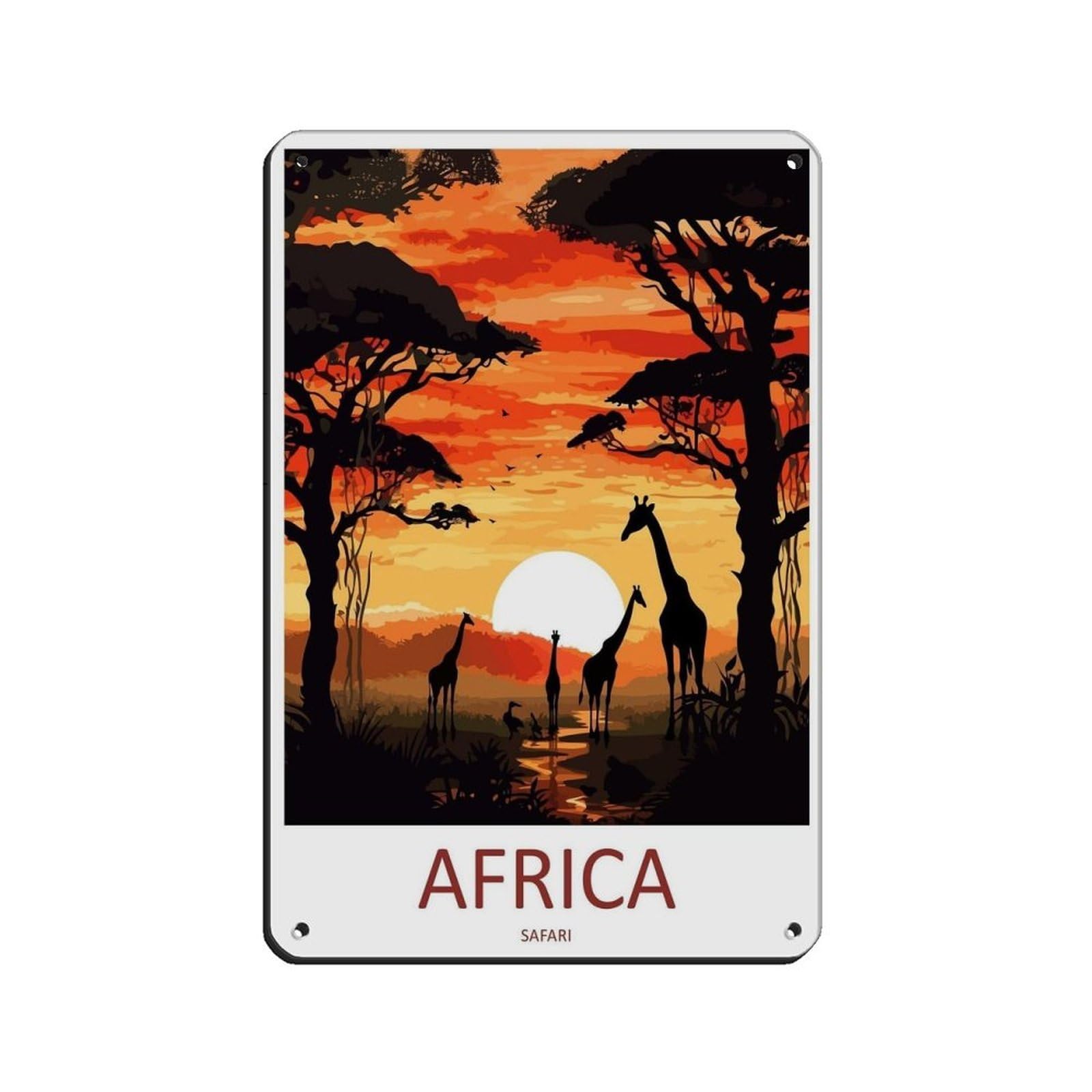 Africa Travel Art Africa Home Décor Tin Sign Vintage Metal Pub Club Cafe Bar Home Wall Art Decoration Poster Retro 8x12inch(20x30cm)