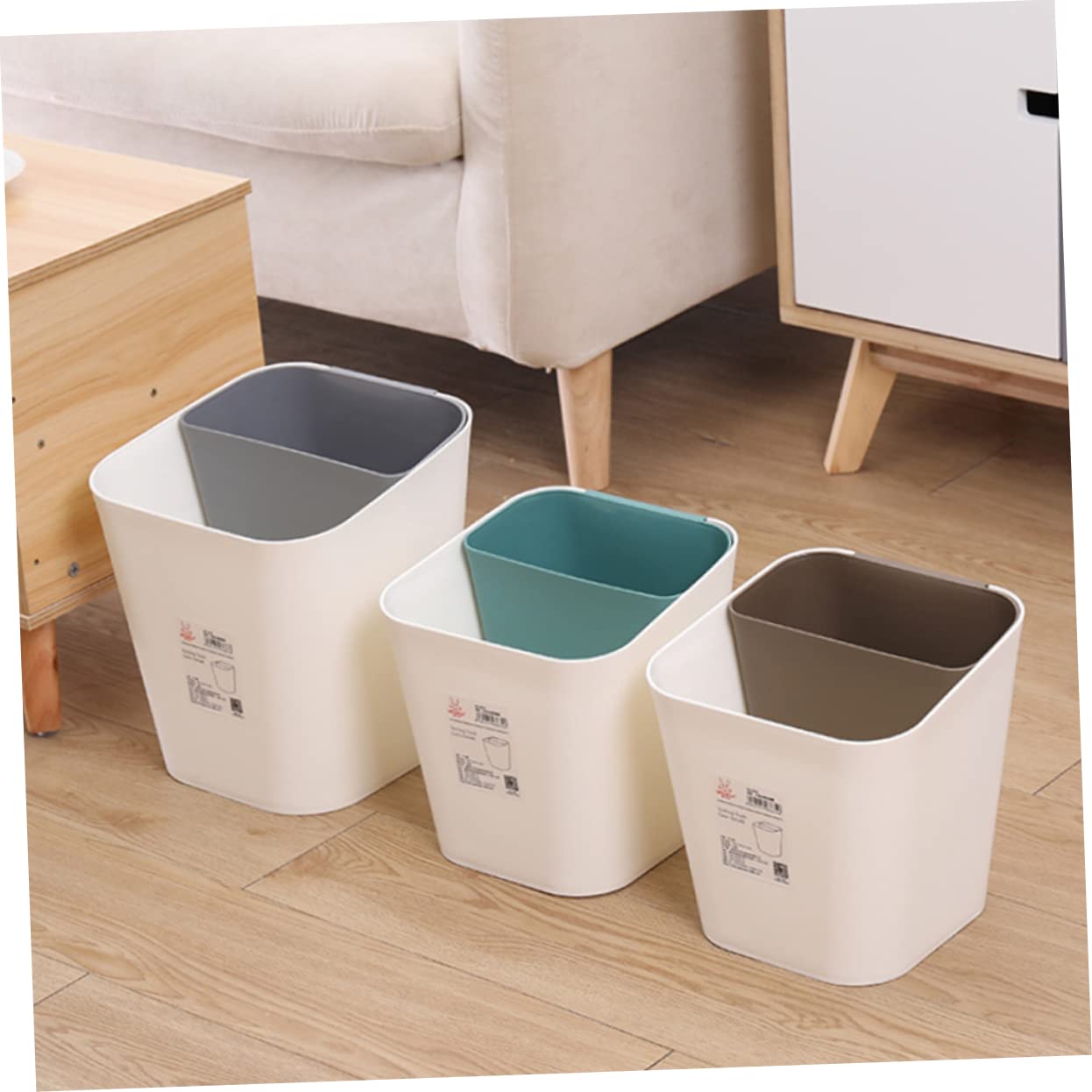 MAGICLULU Thickened Plastic Trash Can Dual-Use Wet and Dry Wastebasket for Home Kitchen Bathroom Green Garbage Container Lid Easy Sort Recycling Bin
