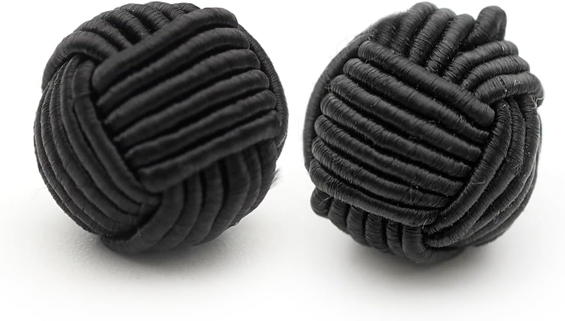 CRAFTMEMORE Chinese Closure Knots Sewing Buttons for Sweater Costumes Fabric Ball Buttons (15mm, 100pcs, Black)