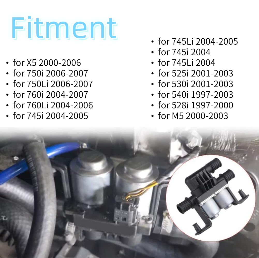 Valvola di controllo del riscaldatore a doppio solenoide compatibile con 7er 5er X5 E38 E39 E46 E53 Ricambio per 64128374995 64116906652
