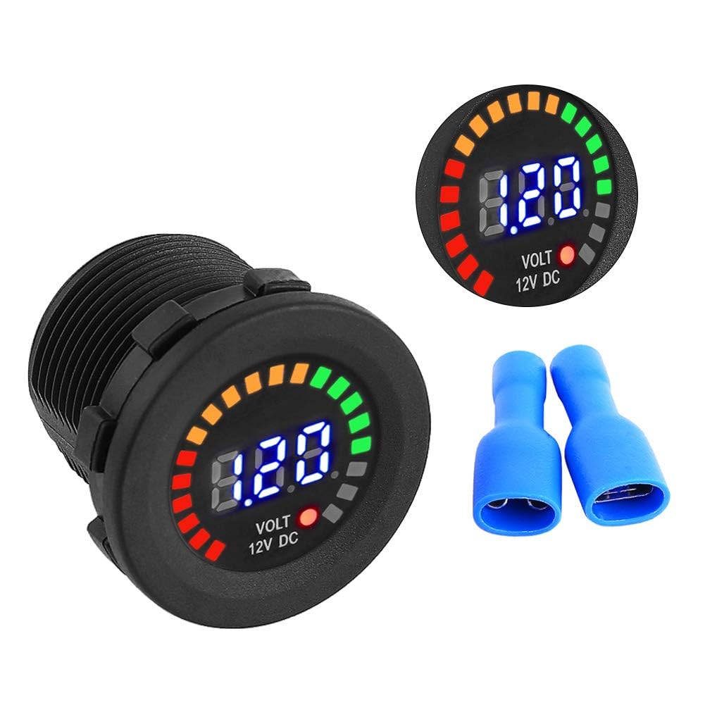 Voltmetro Impermeabile Akozon Voltmetro 12V Moto Akozon - Display LED Impermeabile Per Veicoli Voltmetro Impermeabile Auto