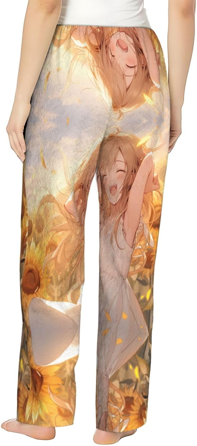 You Are My Sunshine Sunflower Print Fashion Cozy Womens Flannel Pajama Pants,Perfect For Christmas And Everyday Wear