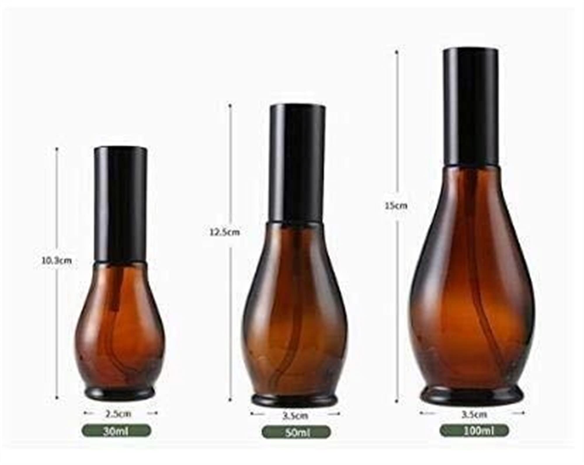 vaporisateur 6pcs Bouteille De Pulvérisation En Verre D'ambre En Forme De Concombre À Recharge Rechargeable, Conteneur De Lotion Cosmétique Portable, Avec Tête De Pompe Noire Et Bouchon De Bouteille (