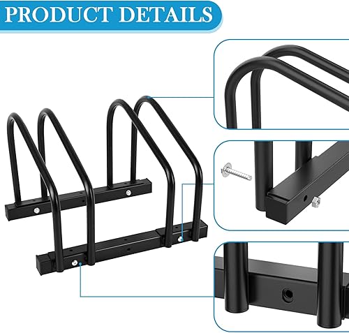 Miniatura 3 de iCool Soporte para bicicleta de piso para 2 bicicletas, soporte de estacionamiento para bicicletas, soporte para almacenamiento de bicicletas de