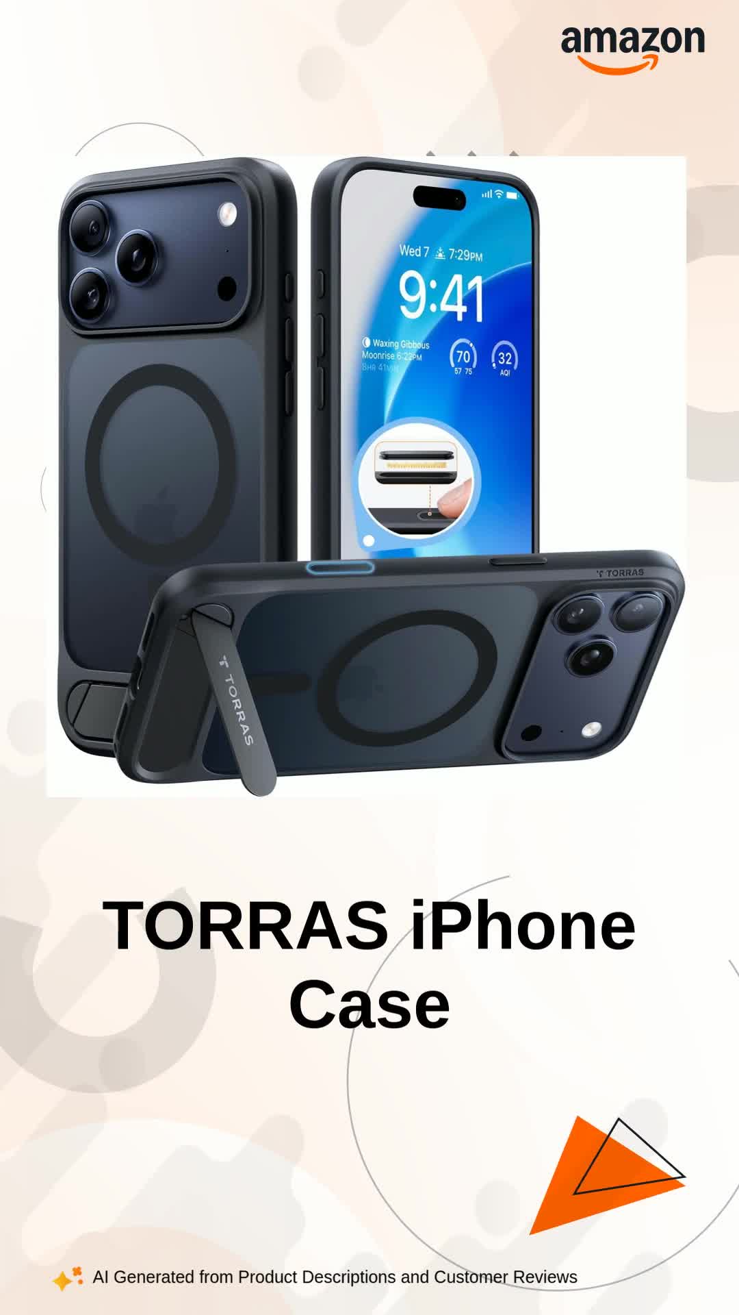 TORRAS Luxury Adjustable Stand Case for iPhone 17 Pro Max | Mil