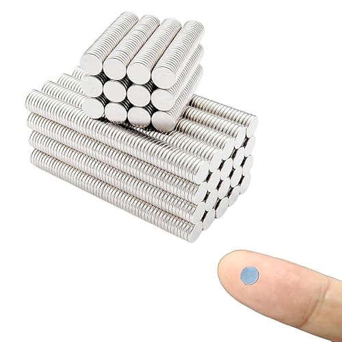 ネオジム磁石 強力マグネット 丸型 超小型【300個/500個セット】厚さ1mm?2mm 直径2mm?3mm 小さい 磁石 強力タイプ 薄型 円形 マグネット 冷蔵庫 オフィス 学校 工作用 プラモデル クラフト 手芸 模型製作 吸着固定用 (300個-直
