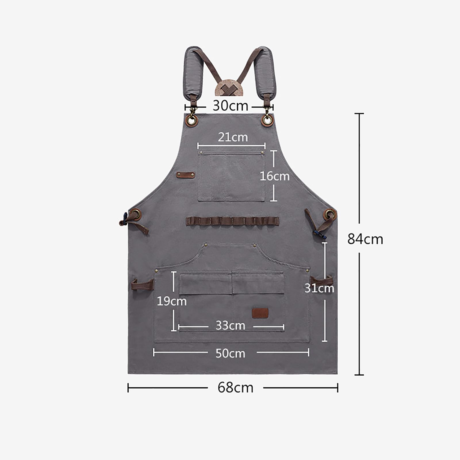 Delantal De Chef De Lona De Algodón, Delantal para Asar A La Parrilla, Espalda Cruzada, Delantal De Cocina, Delantal De Trabajo Ajustable con Bolsillos,One Size,B
