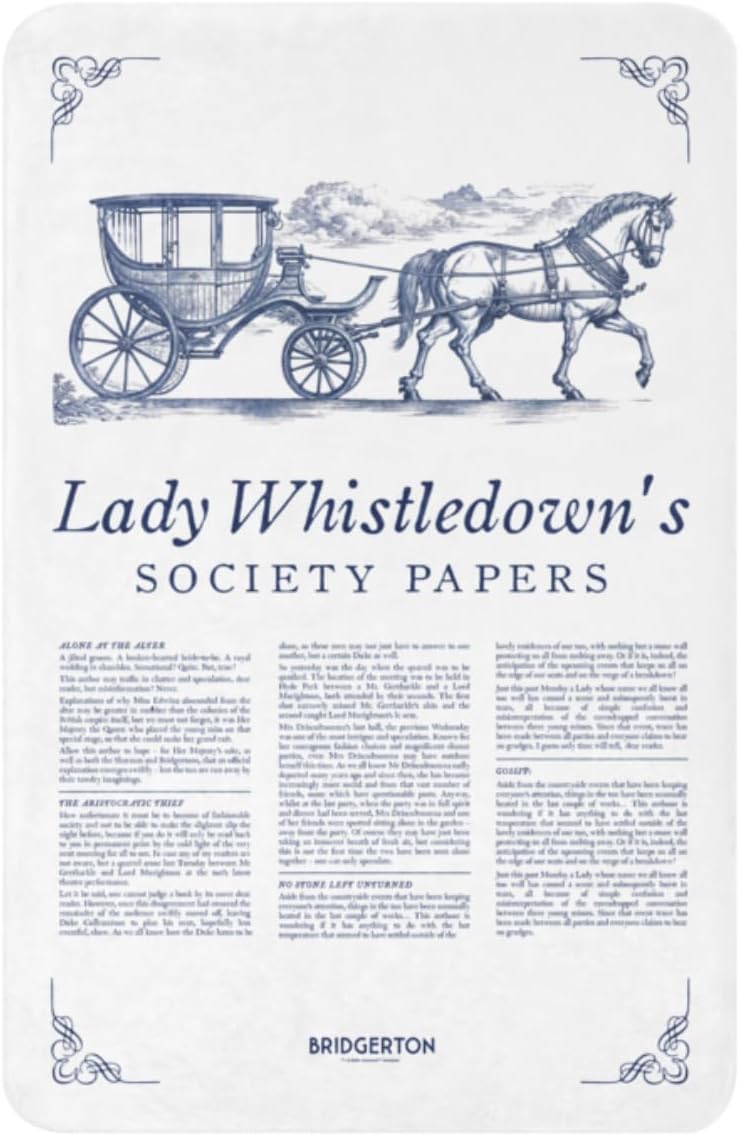 Bridgerton Sherpa Blanket, Society Papers Officially Licensed Plush Reversible Throw, Fleece Throw for Couch, Bed, Home, 50” x 60”