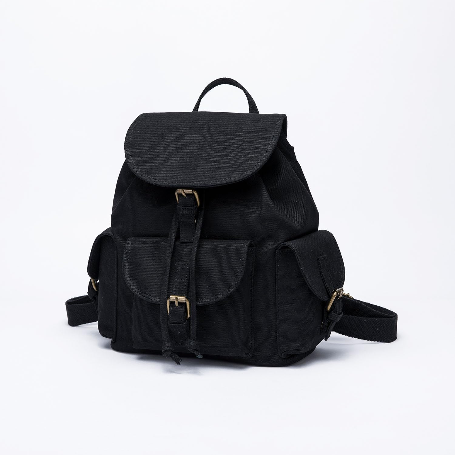 Backpacks - Drawstring Design- Women's Backpacks with Magnetic Buckle Fastening - Multiple Pockets （Black） - Image 5