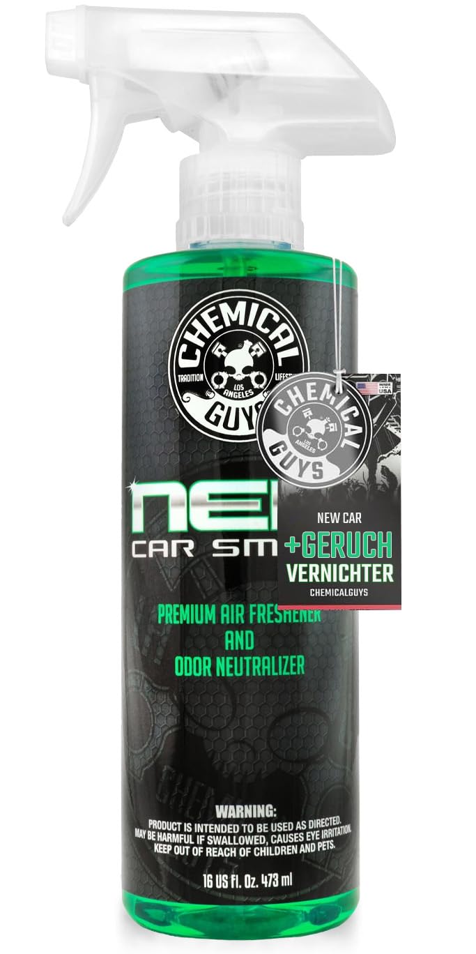 CHEMICAL GUYS New Car AIR10116 - Langanhaltender Auto Lufterfrischer & Geruchsneutralisierer, Autoparfüm, entfernt dauerhaft unangenehme Gerüche wie Rauch & Tiergerüche 473ml