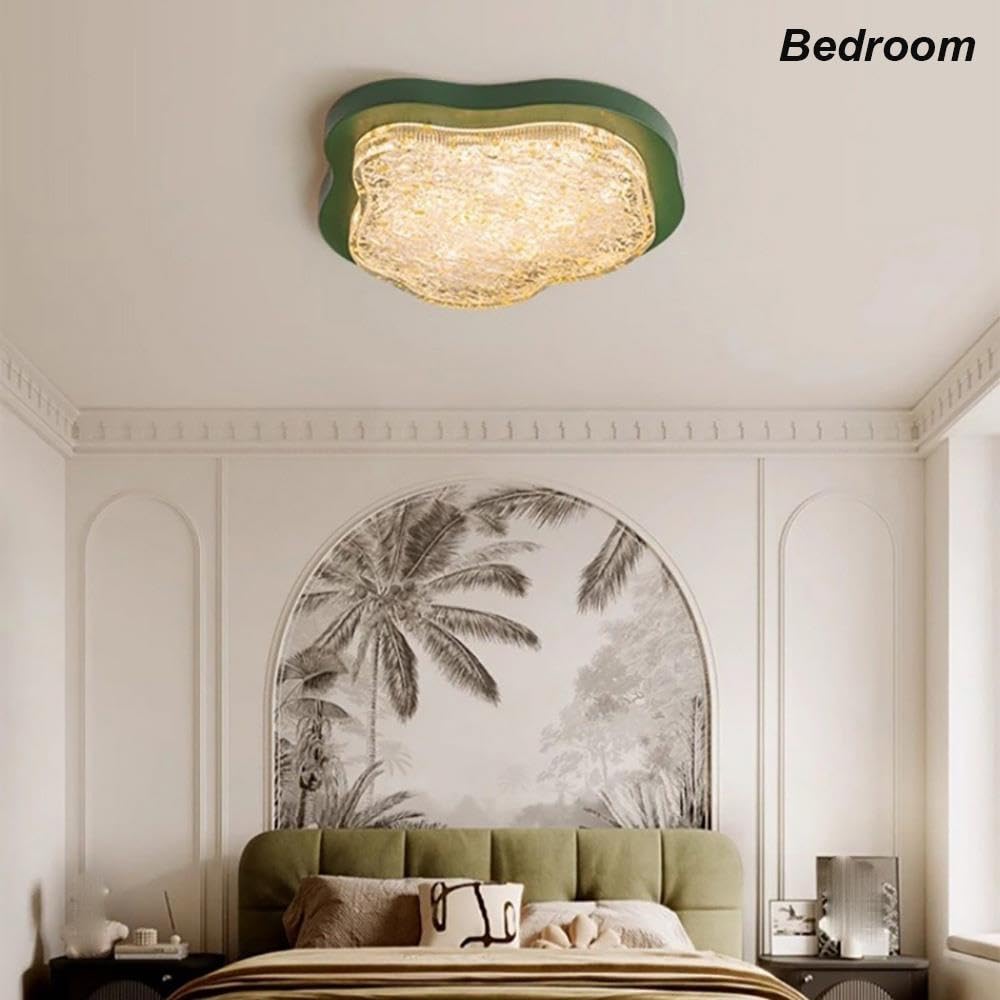 Lámpara de Techo Onda Vintage LED, Nube Verde Plafón Dormitorio