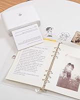 Vista 5 de Phomemo Papel de impresora térmica no adhesivo de 4.331 in de ancho, compatible con impresora térmica portátil Phomemo M04S/M04AS, negro sobre Blanco