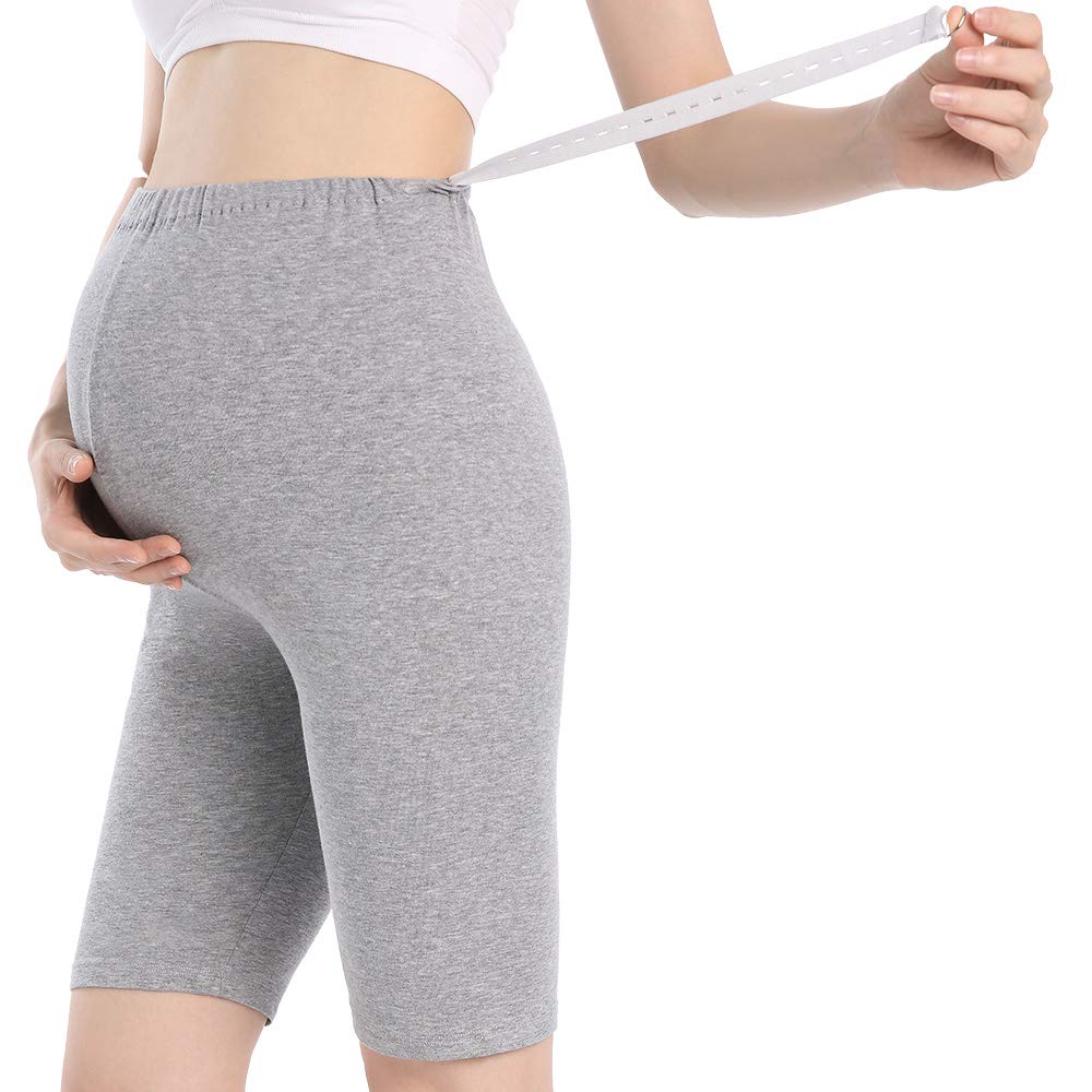 QingWan - Mallas cortas de maternidad para yoga, embarazo y hasta la rodilla - Gris - XXL